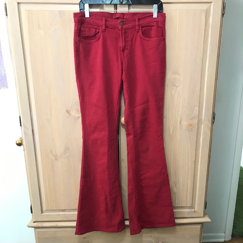 J Brand Black Cherry Twill Bell Bottoms